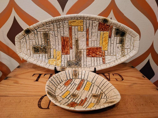 Scarce Vintage Sylvac Stone Brick Effect Ceramic Trays. Made in England. Priced Individually