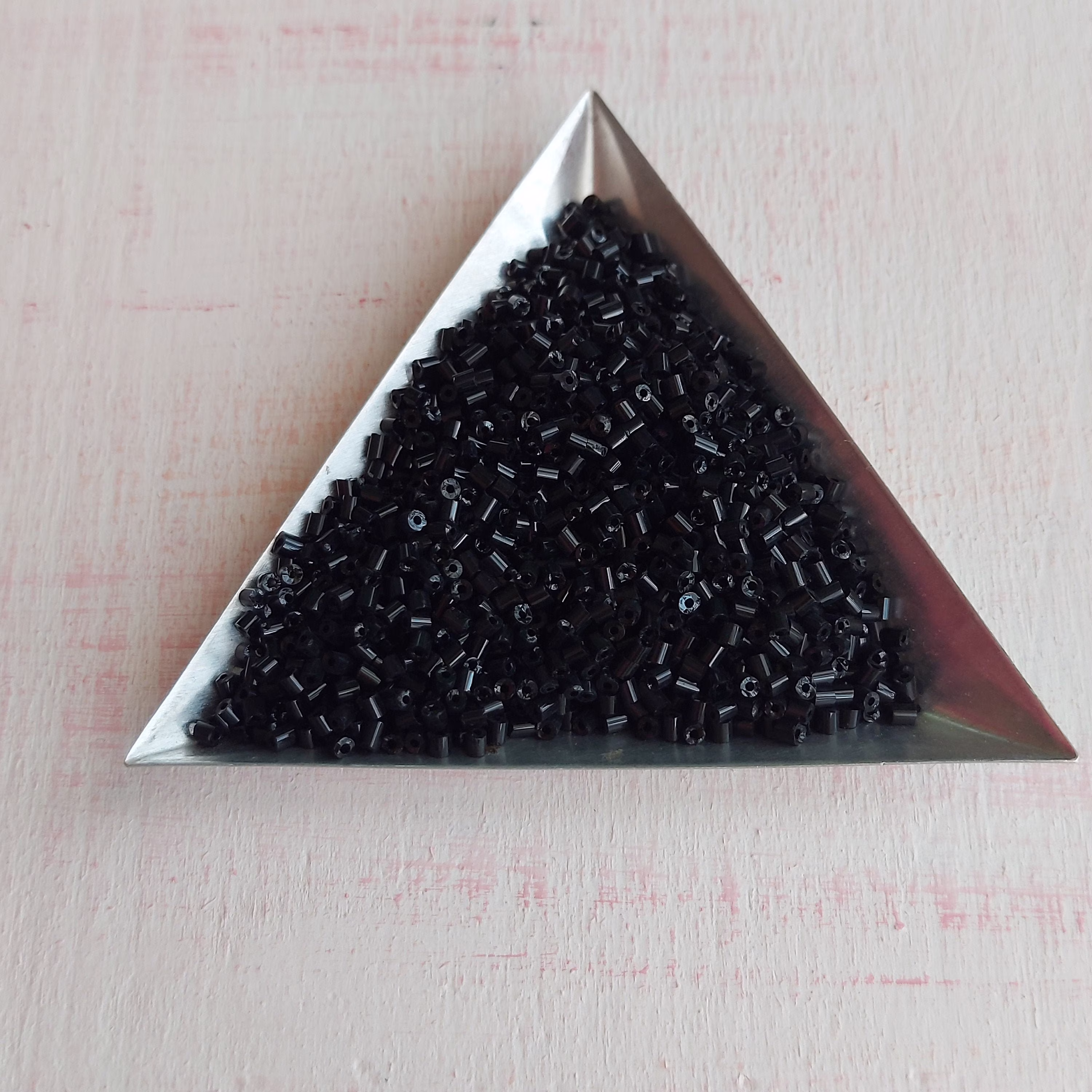 Black Tube Glass Beads 2mm, Bugle Seed Beads, Short 30 Grams, C210