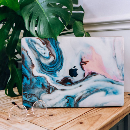 Powder Blue Marble Vinyl Skin For Macbook