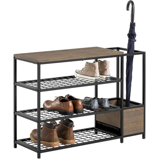 Hallway 4 Tiers Shoe Rack Shoe Organizer with Umbrella Stand,FSR112-N - Sobuy