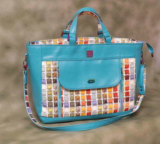 The Artist Organizer Satchel in Aqua & Pigment Print