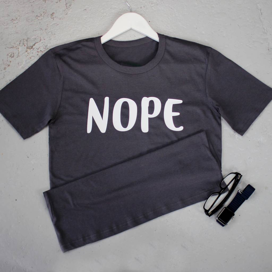 Funny T Shirt, Nope, Dark Green/Green/Powder Blue