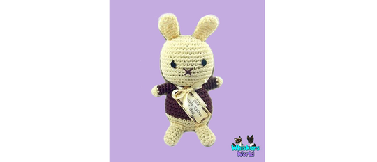 Bunny Organic Knit Dog Toy - Squeaker Plush Dog Toy Small Crochet Stuffed Handmade