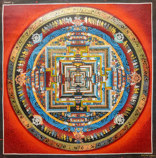 Seasonal Sale -Tibetan Thangka Art From Nepal - Kalachakra Mandala For Family, Office Or Personal Growth