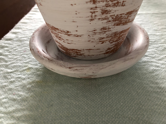 Distressed Chalk Paint Aged Clay Saucer For 4 in Pot