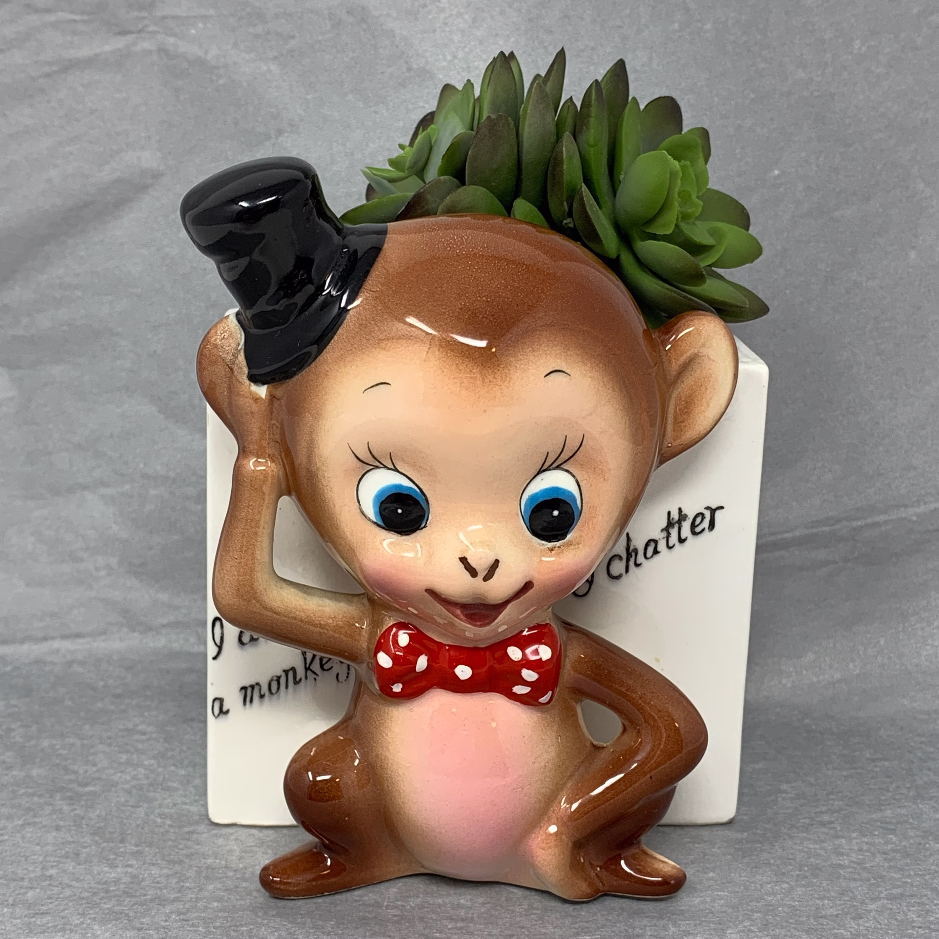Rubens Monkey Planter - Vintage Figural Nursery Decor