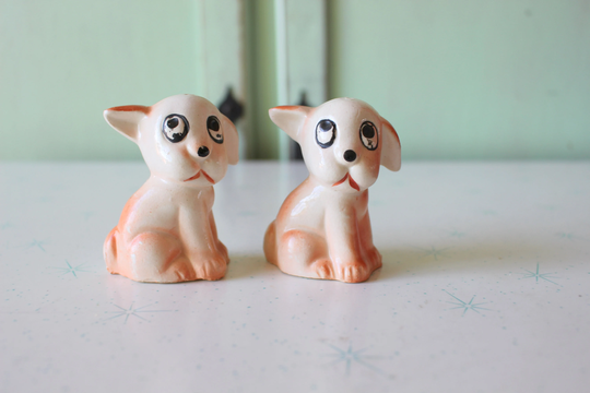 Vintage Puppy Dog Salt & Pepper Shakers...housewares. Retro. Vintage Home. Kitsch. 70S Dog Lover. Dogs. Woof