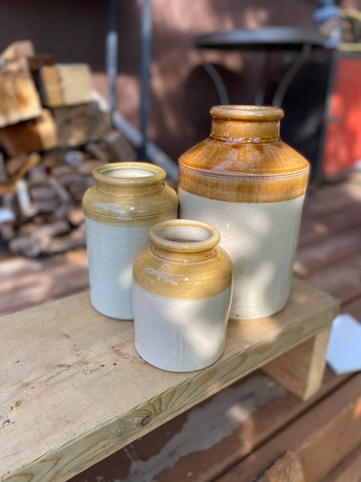Stoneware Crock, Antique Salt Glazed Stoneware, Storage Jars