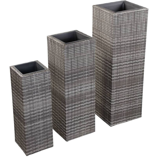 Vidaxl - Garden Raised Beds 3 pcs Poly Rattan Grey Grey