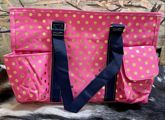 Polka Dot Print Zippered Caddy Organizer Medium Tote Bag