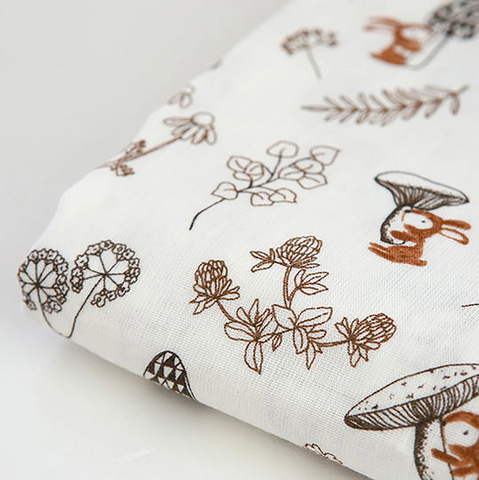 Pure Rabbits | Organic Double Gauze Fabric By The Yard Printed Baby Muslin Swaddle Cotton Blanket Burp Cloth Made in Korea 152cm 60