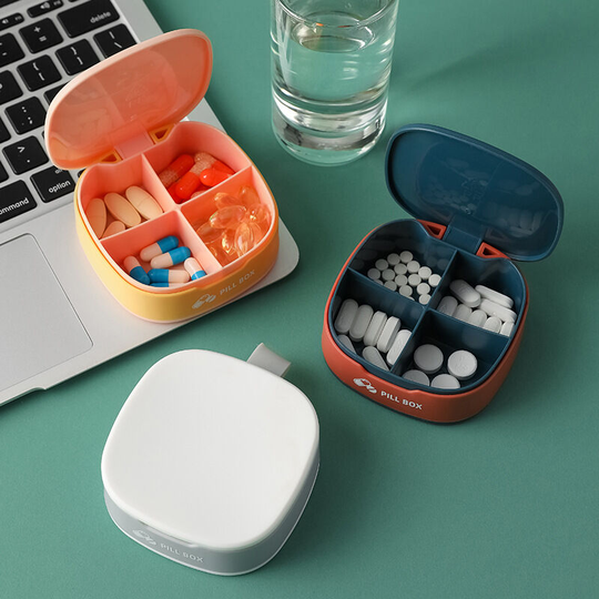 High Quality Medicine Storage Box Portable Sealed Compartment Blue - Muff