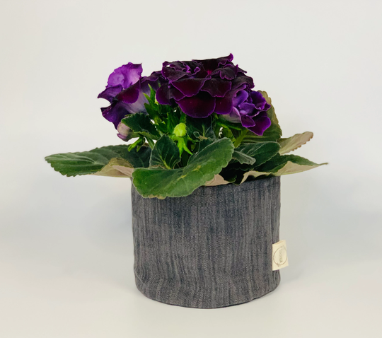 Eco Friendly Upcycled Grey Fabric Pot Plant Cover/Dark