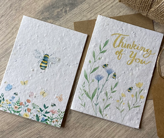 Thinking Of You Plantable Seed Sympathy Card | Bee Always With You Sending Condolences Eco-Friendly, Biodegradable