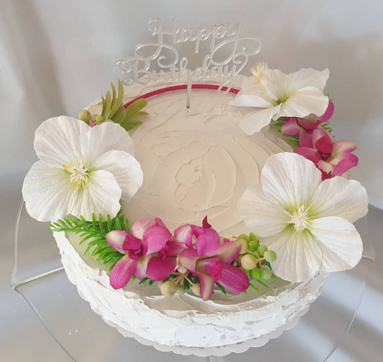 Tropical Cake Topper Luau Artificial Hibiscus Orchid