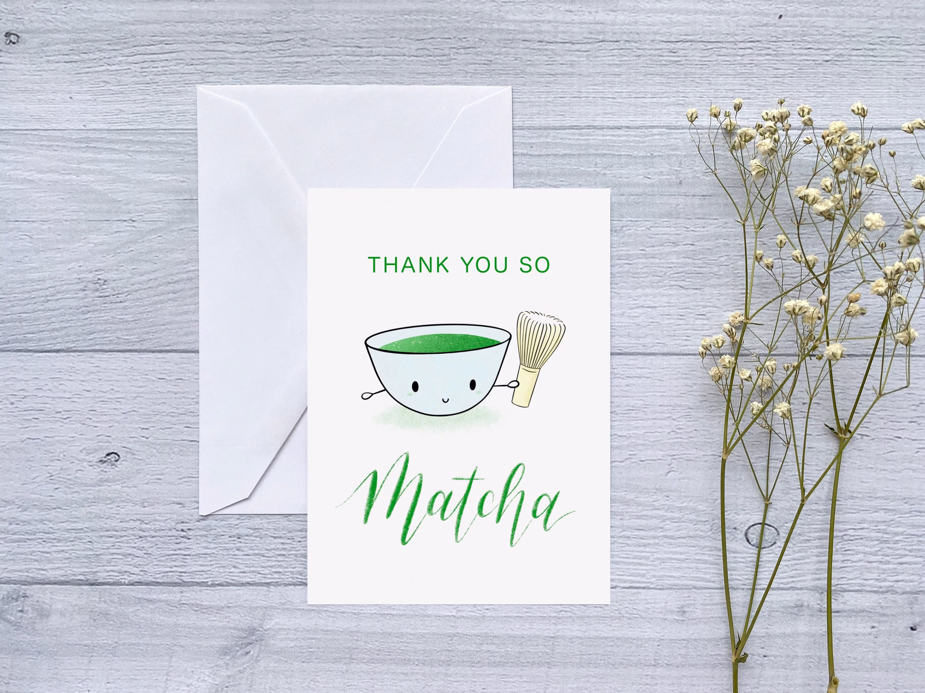Thank You So Matcha Greeting Card | Folded Blank For Tea Lovers
