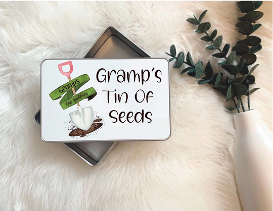 Seed Storage Tin, Personalised Gardeners Box, Grampy's Nanna's Container