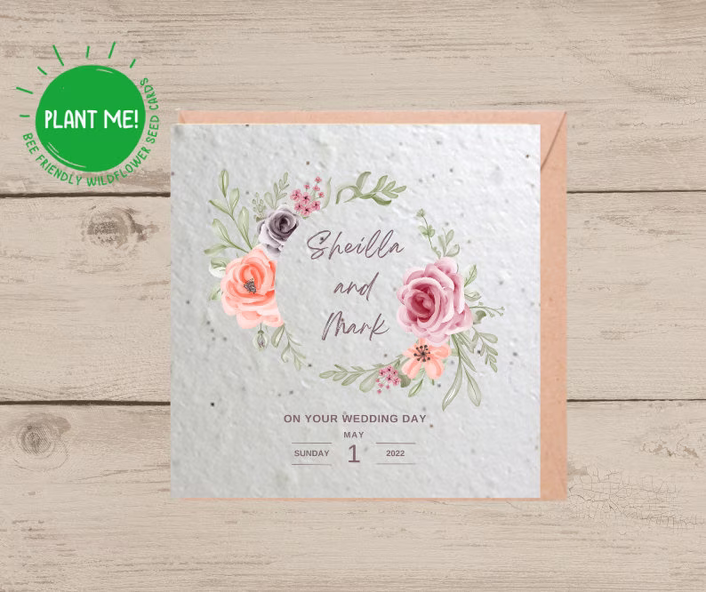 Personalised Wedding Card | Seeded Wildflower Plantable Seed Day Congratulations Recycled