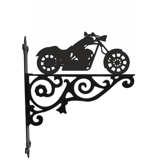 Motorbike Ornamental Hanging Bracket - Contemporary Basket Wall Mounted Decorative Garden Black