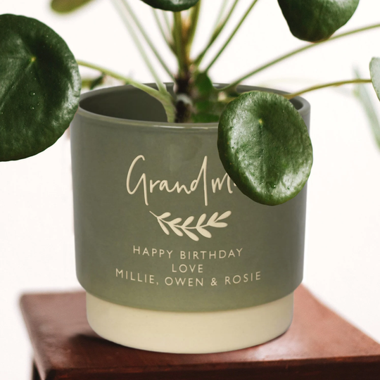 Personalised Grandparents Indoor Plant Pot - For The Green Fingered Grandparent, A Great Gift From Grandchildren, Engraved To Order