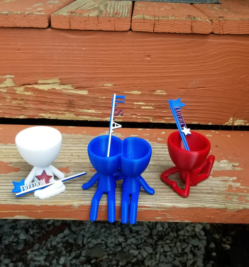 Patriotic People Planters - Red, White & Blue American Themes Patio Decorations Usa Colored Garden Gift