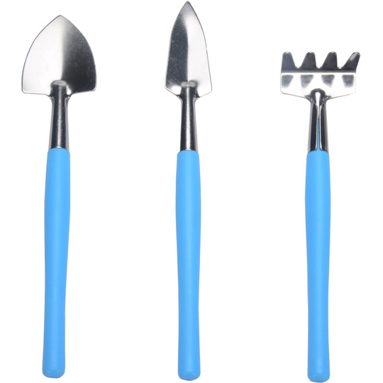 Gardening Tools, Mini Gardening Kit, 3 Piece Pet Rake, Garden Plant Tool Set Blue - Muff