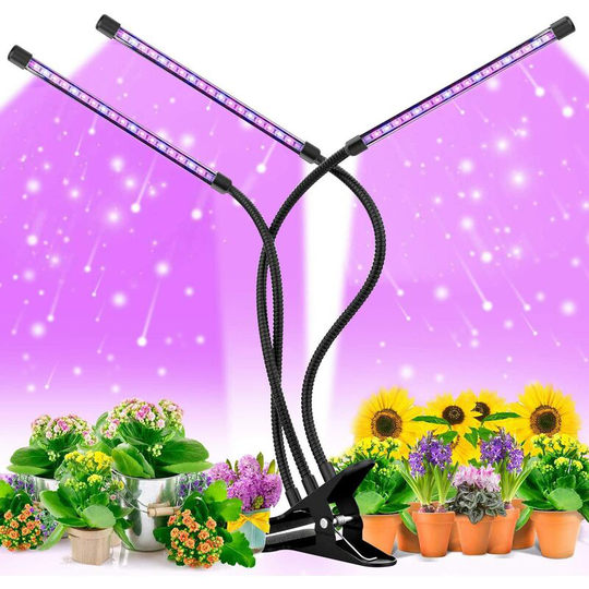 Grow Lights for Indoor Plants, led Plant Growing Lamps Bulbs 30W Tri Head Timing Full Spectrum for Seed Starting Succulent Plants Growth, with Auto