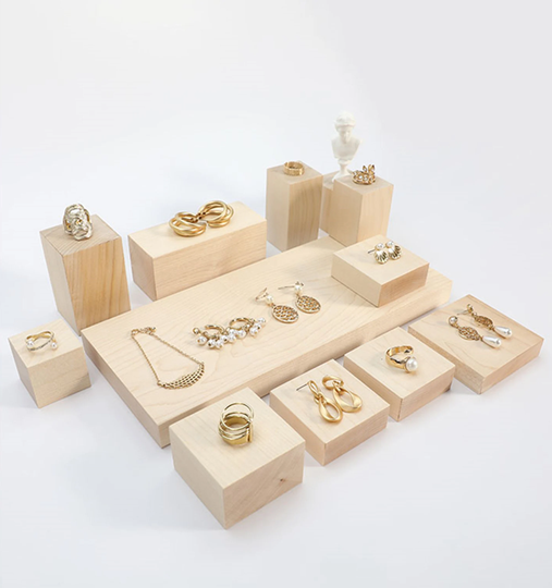 Wood Square Jewelry Display, Wood Organizer Stand, Display Ds1245