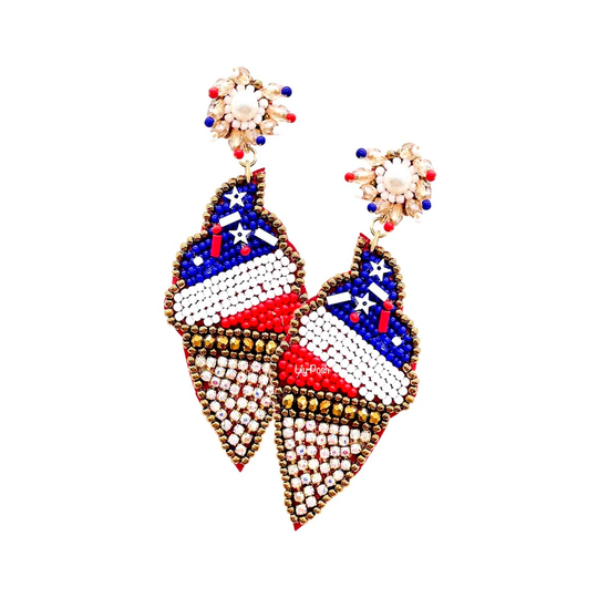Ice Cream Earring, Seed Bead Embellished Dessert, Summer, Beach, Party Favor