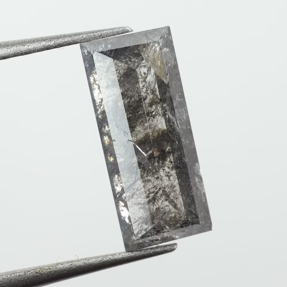 1.25 Ct Baguette Shape Natural Loose Diamond Fancy Black Gray | Salt & Pepper Color Use For Jewelry I3 Clarity On6-95