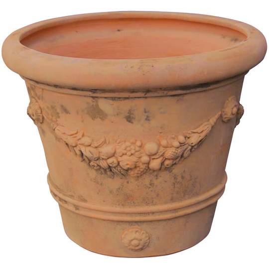 Tuscan terracotta made diam.100x80 aged flat basin Made in Italy