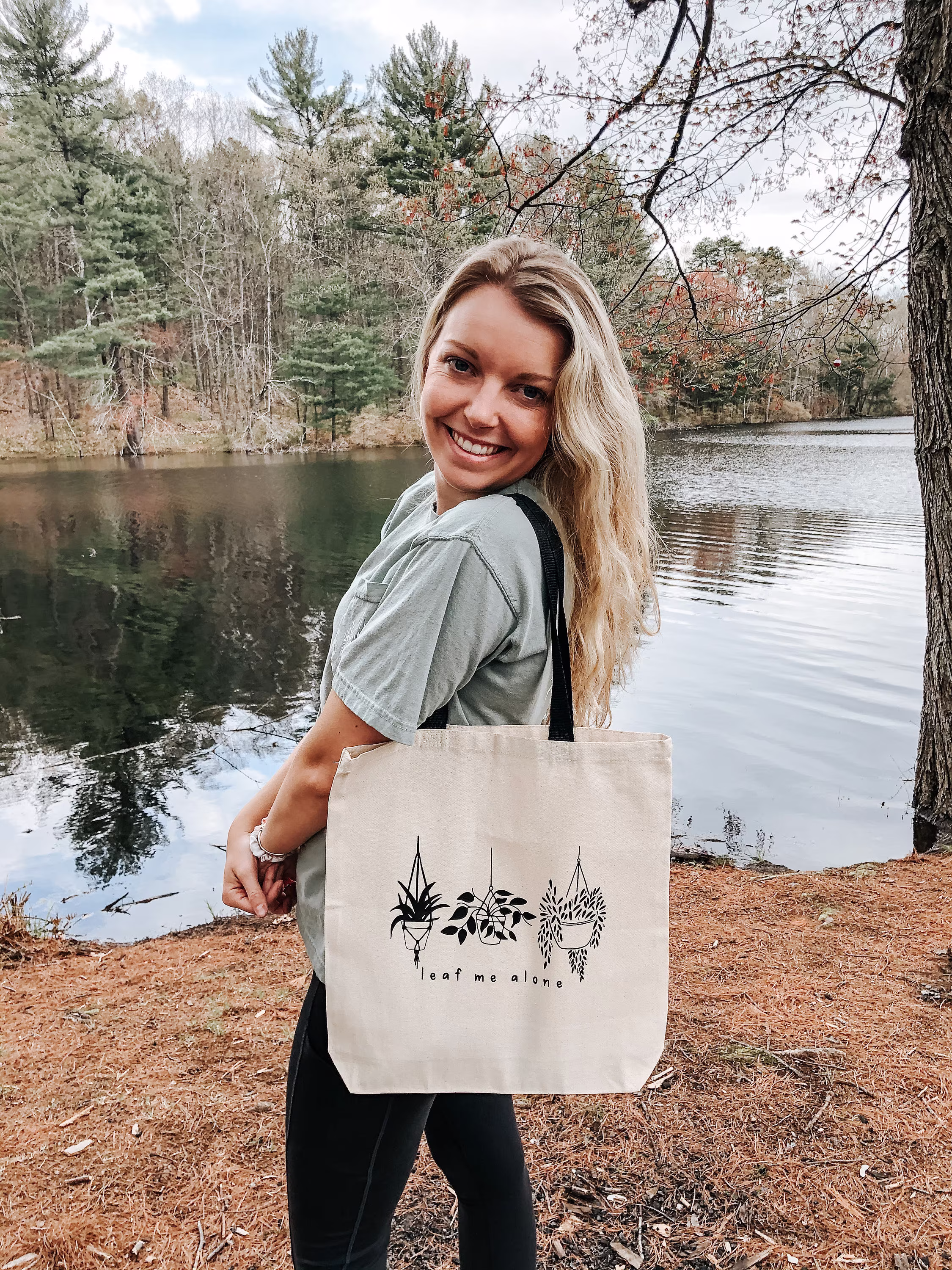 Leaf Me Alone Tote, Reusable Canvas Floral Tote Bag, Succulent Bag
