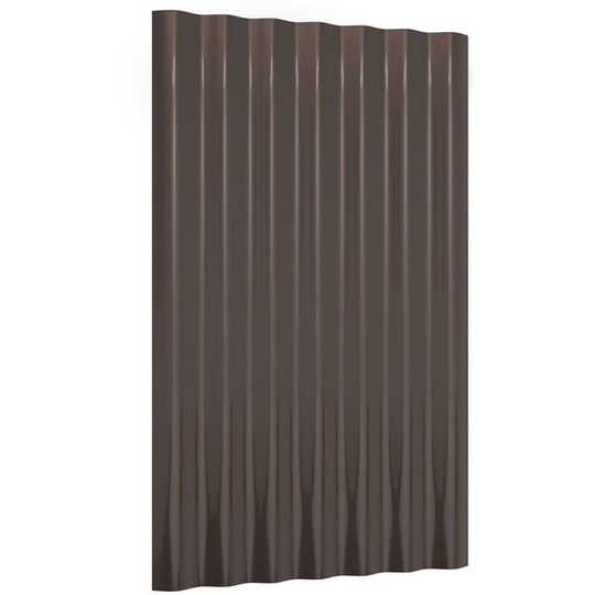 Roof Panels 12 pcs Powder-coated Steel Brown 60x36 cm Vidaxl Brown