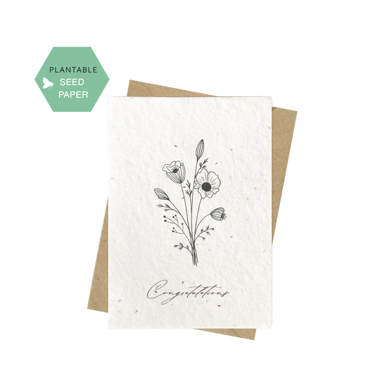 Seed Card Congratulations, Eco-Friendly, Greeting Cards, Biodegradable Gift , Graduation Card, Botanical A6 Cards