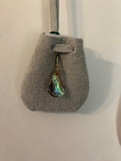 Grey Medicine Bag With Abalone Shell