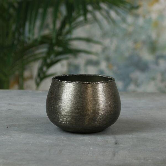 Hyde Park Brushed Smoke Black Pot Cover | Small - Fast & Free UK Delivery