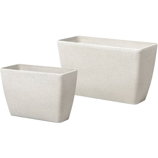 Beliani - Modern Outdoor Patio Garden Flower Pot Planters Set of 2 Stone Beige Baris - Beige