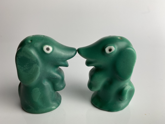 Unique, Vintage Made in Japan Art Deco Green Dogs Salt & Pepper Shakers