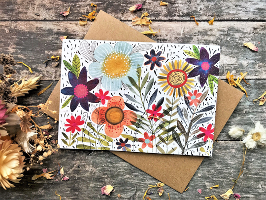 Plantable Seed Paper Birthday Card, Blank Inside, Card For Mum , Happy Sister , Birthday Gift Friend, Floral Card