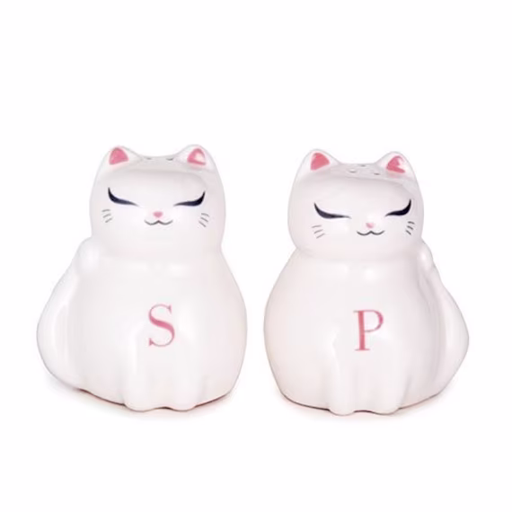 Cat Themed Ceramic Salt & Pepper Shakers