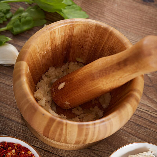 Bamboo mortar and pestle (diameter 7.7 cm) for spices, herbs, seeds, nuts