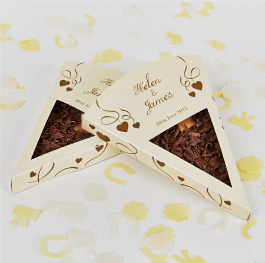 Personalised Chocolate Pizza Slice Wedding Favours X 25