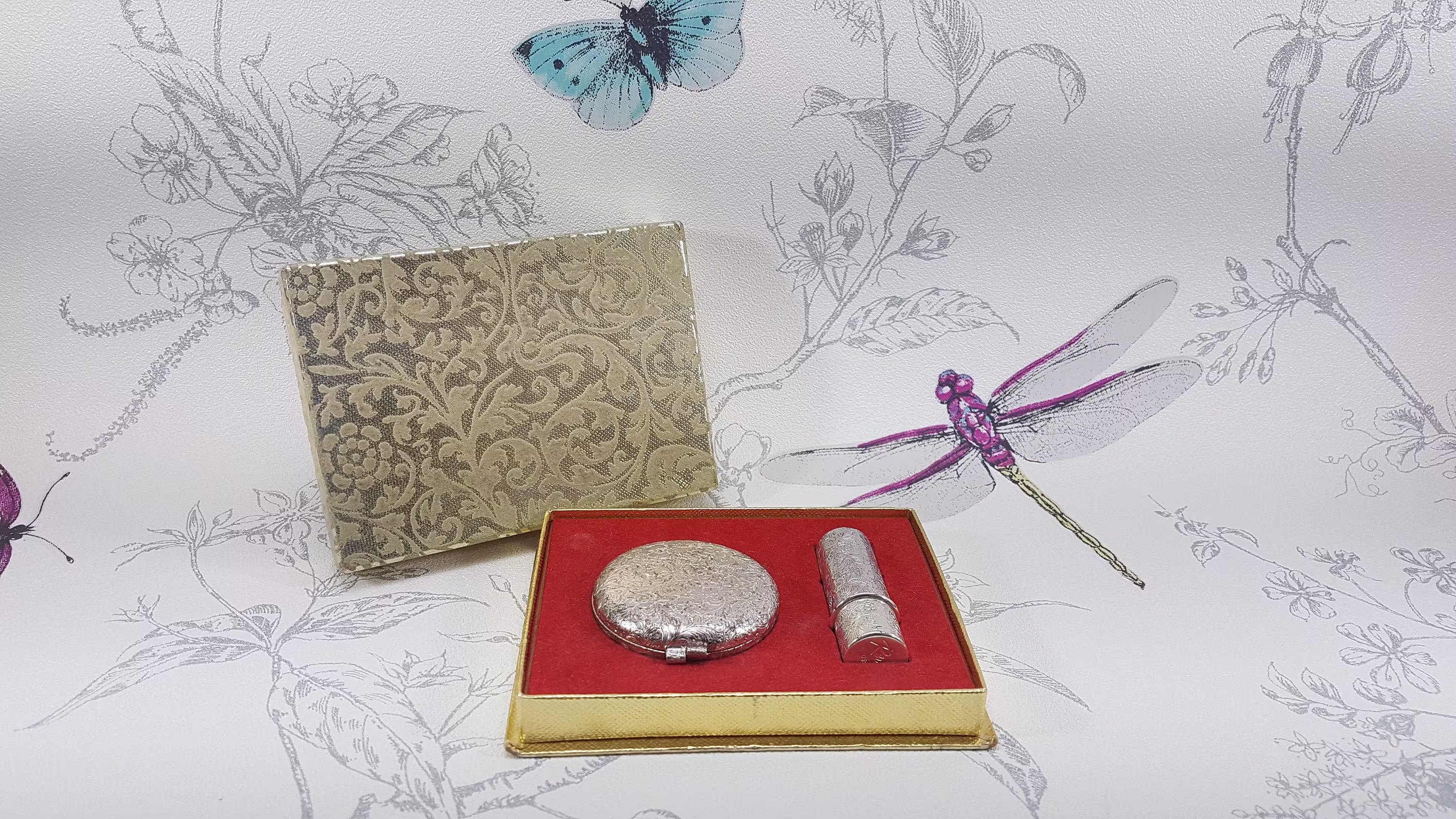Van Cleef & Arpels Revlon Compact Lipstick Holder Set, Boxed Powder With Matching Case