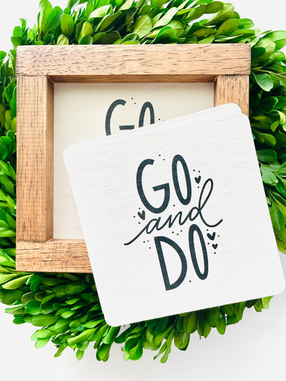 Go & Do Tile, Interchangeable Decor Sign, Tiered Tray, Seasonal Decor, Faith Religious Sign