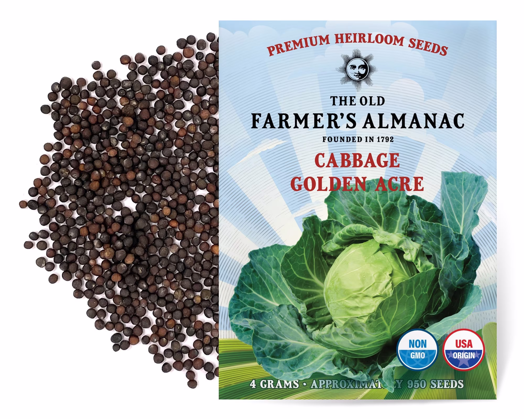 The Old Farmer's Almanac Heirloom Cabbage Seeds | Golden Acre
