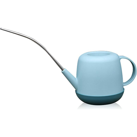 1L Plant Watering Can, Plastic Watering Can, Lightweight Watering Can with Mental Long Spout for Indoor Gardening and Planting (Blue)