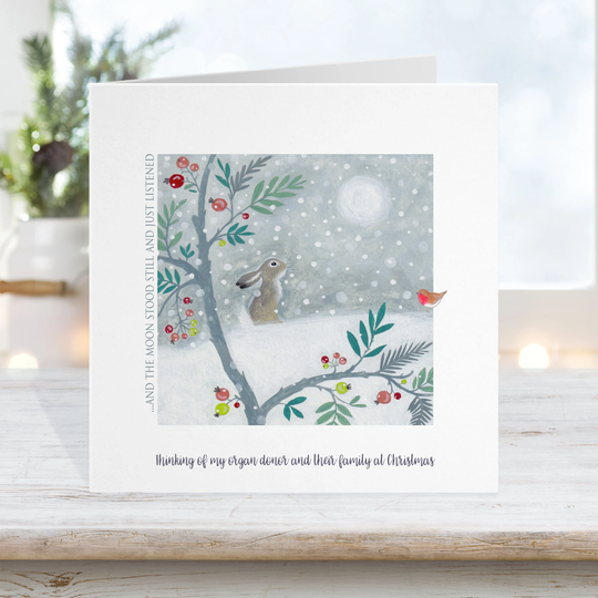 Memorial Organ Donor Christmas Card, Send Your Donor Family A Beautiful Hare Moon Remembrance Tribute Kidney Liver Transplant Families