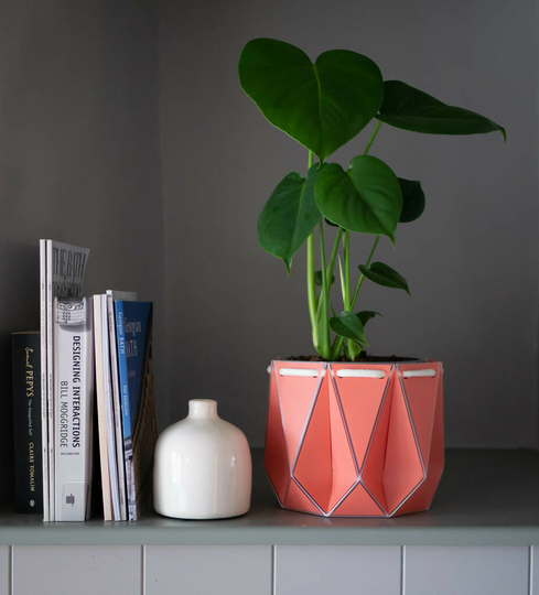 Origami Self Watering Eco Plant Pot: 18cm - Coral