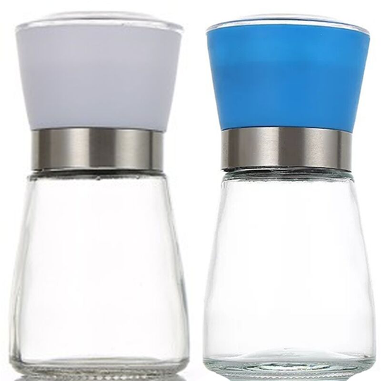 Fvbjd - Salt and Pepper Grinder Set - Salt and Pepper Shakers for Professional Chef - Stainless Steel 1pcs180ml (white cover)+1pcs180ml (blue cover)