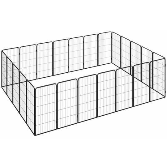 24-Panel Dog Playpen Black 50x100 cm Powder-coated Steel Vidaxl Black